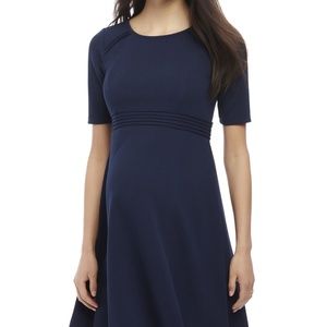 Navy Maternity tie waist dress